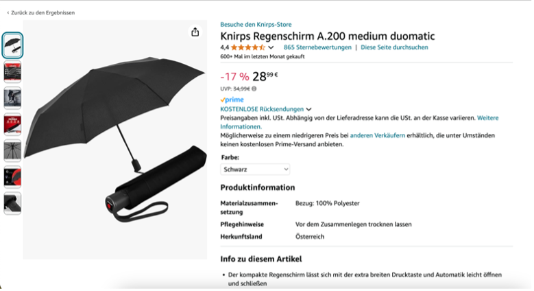 Beispiel eines nicht optimierten Produkttitels