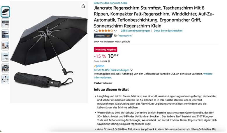 Beispiel eines optimierten Produkttitels